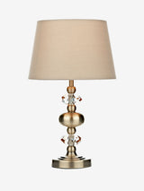 Next Dar Lighting Edith Touch Table Lamp Antique Brass with Taupe Shade 38cm- Buy online at McGrocer