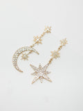 Mood gold tone stars and moon drop earrings, imported from the UK