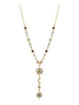 Next Mood Gold Tone Multi Coloured Fine Celestial Y Fashion Necklace- Buy online at McGrocer