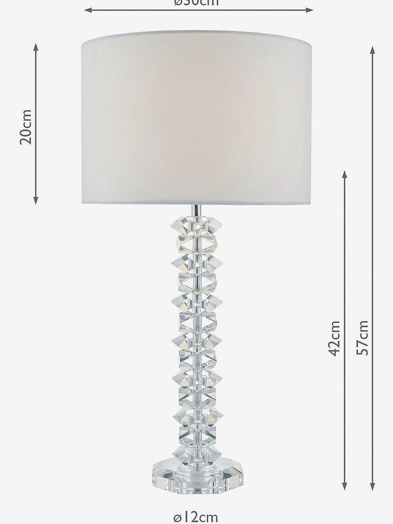 Dar Lighting polished chrome crystal table lamp 57cm, UK version