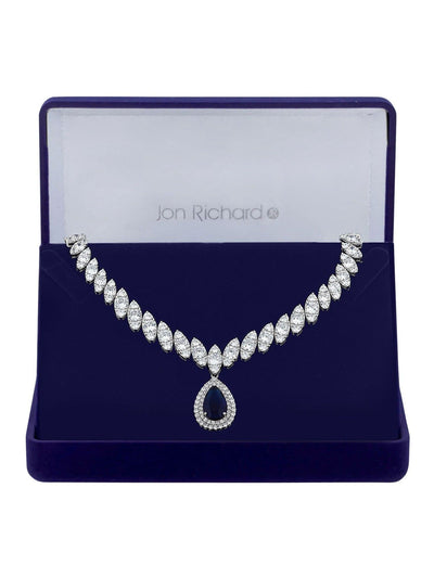 Next Jon Richard Blue Rhodium Plated Cubic Zirconia Statement Necklace- Buy online at McGrocer