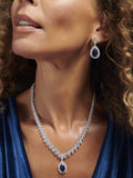 Jon Richard blue rhodium plated cubic zirconia statement necklace, UK version