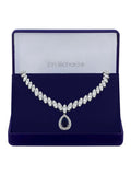 Jon Richard blue rhodium plated cubic zirconia statement necklace, UK version