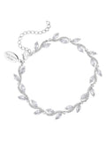 Jon Richard silver tone rhodium plated pave wave leaf bracelet, UK version