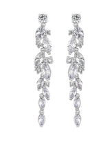 Jon Richard Silver Tone Clear Navette Charlotte Drop Earrings - Silver-Plated Costume Jewellery
