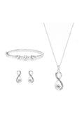 Jon Richard crystal infinity jewellery set silver tone, UK version