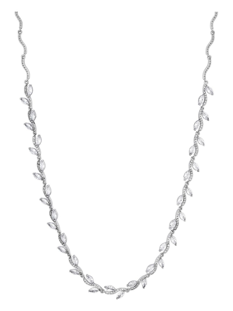 Jon Richard silver tone pave wave leaf collar necklace (British brand)