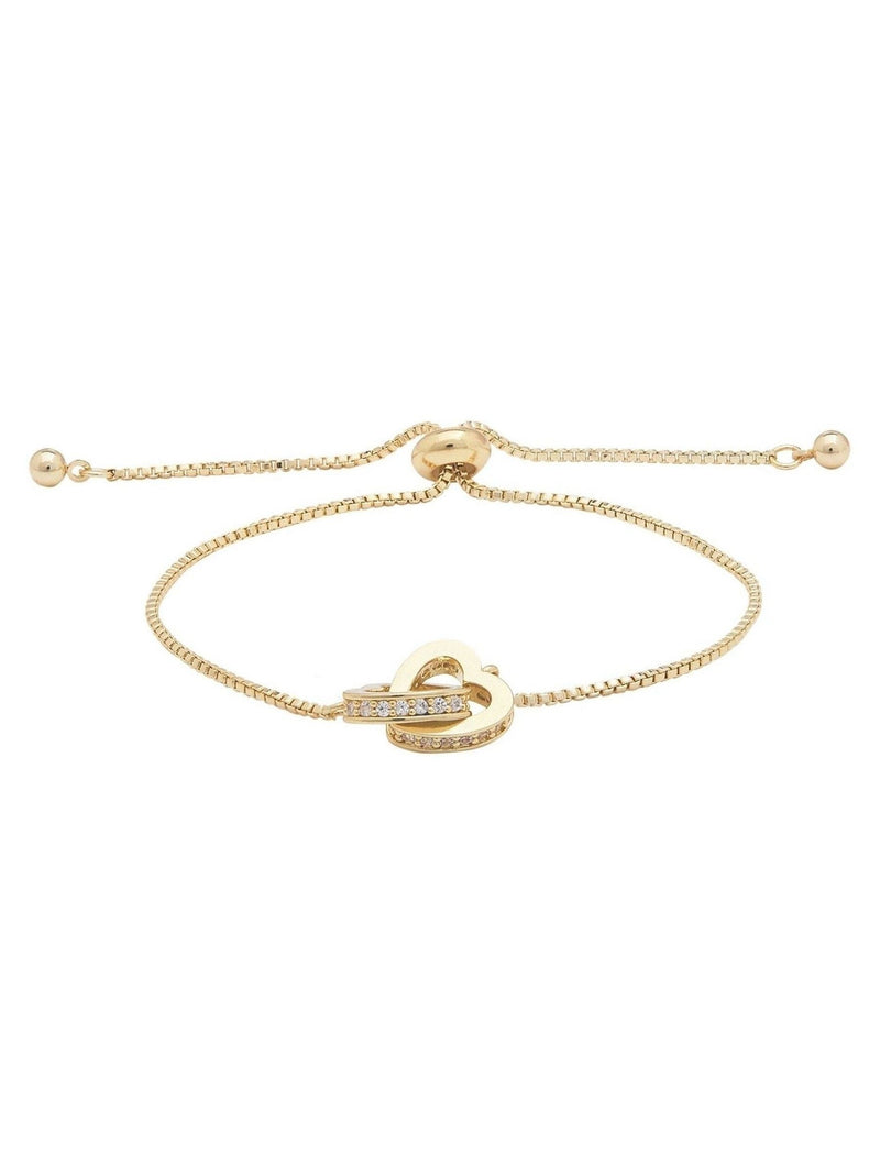 Gold Tone Interlinked Heart Toggle Bracelet