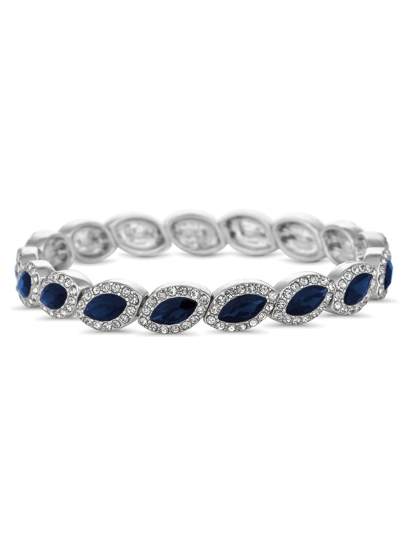 Jon Richard white silver tone crystal navette stretch bracelet 180mm, UK version