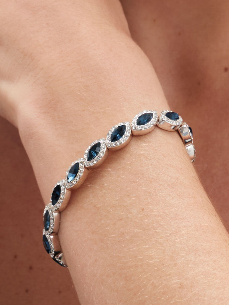 Jon Richard white silver tone crystal navette stretch bracelet 180mm, UK version