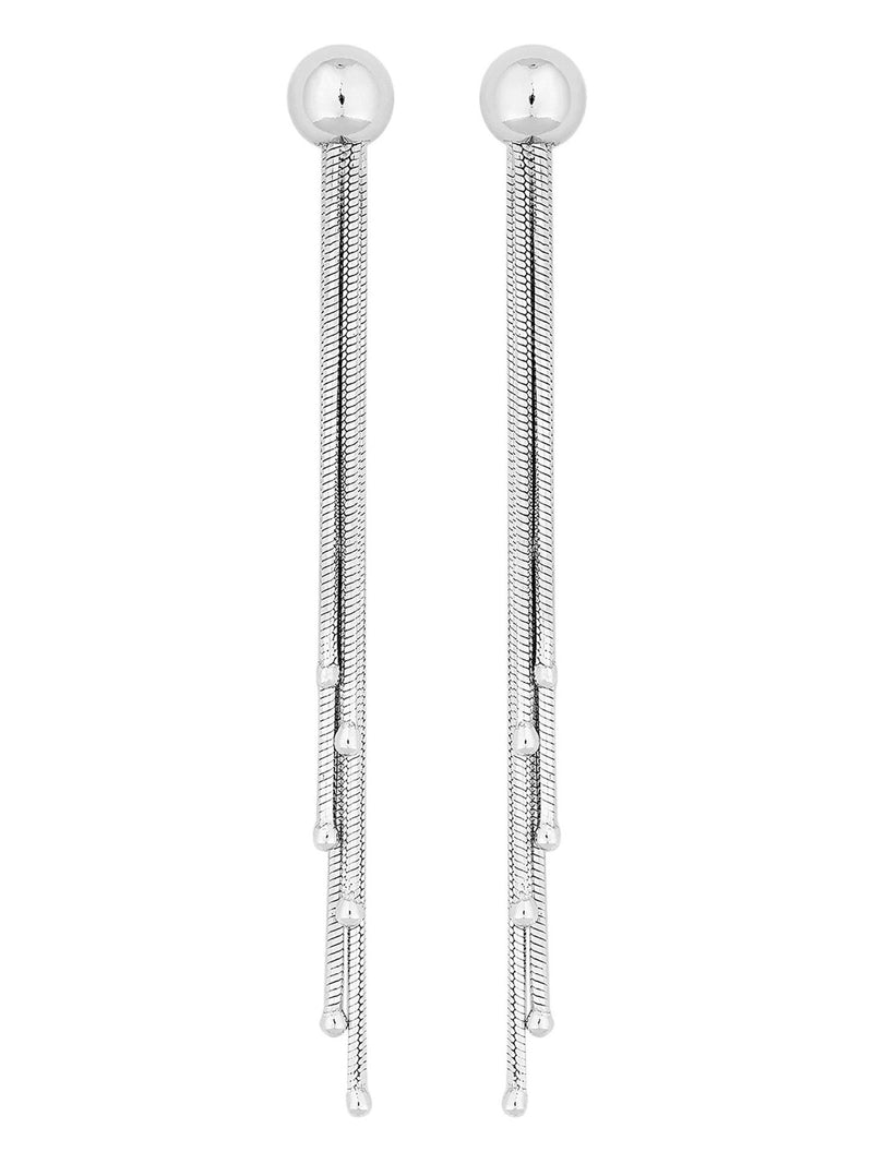 925 Sterling Silver Multi-Strand Tassel Drop Earrings with Post and Bullet Back Fastening