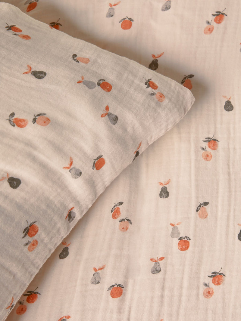 Natural Peach Crinkle Muslin duvet cover set, imported from the UK