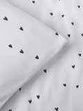 Black/white hearts reversible duvet cover and pillowcase set - British product