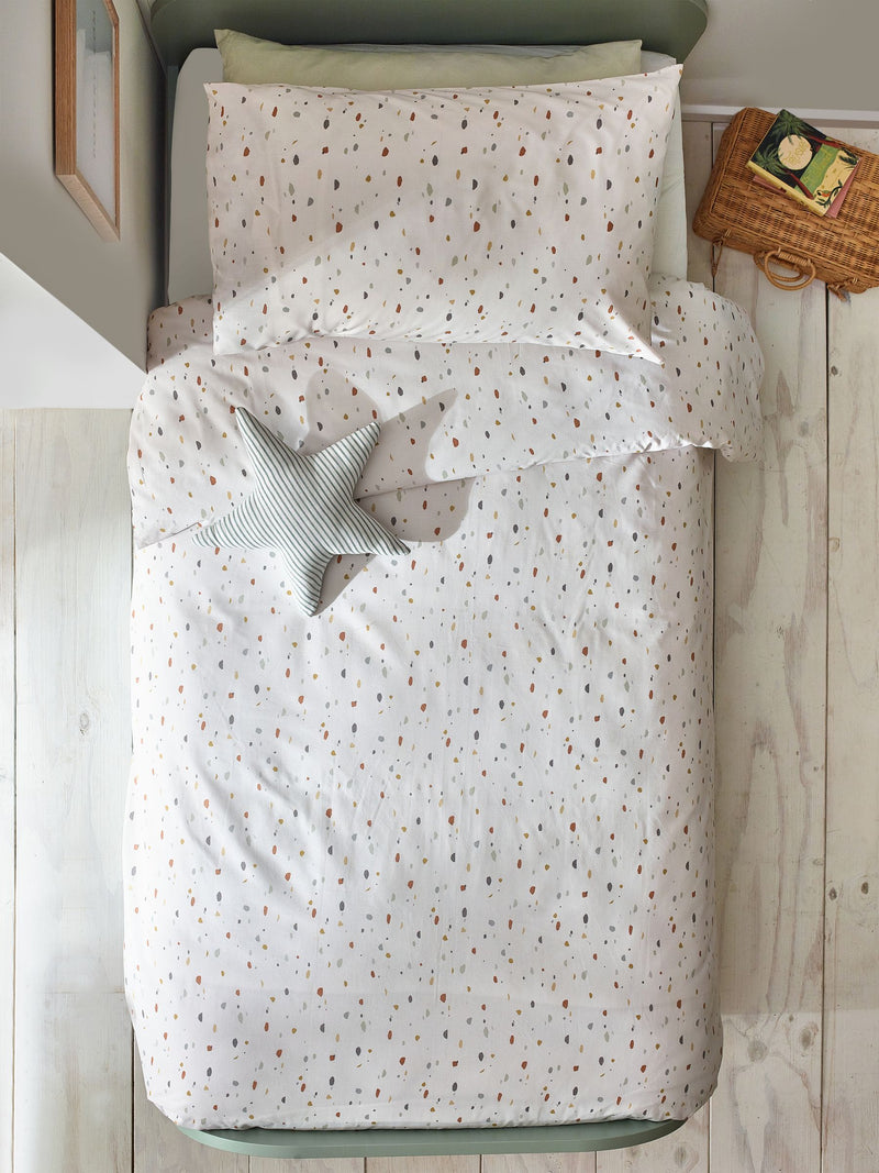 Natural Terrazzo Print Duvet Cover and Pillowcase Set, imported from the UK