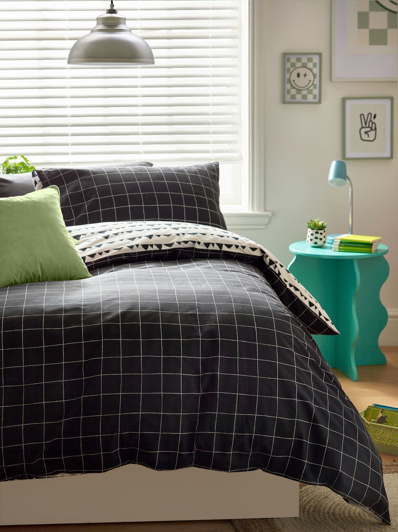 Monochrome printed cotton duvet cover pillowcase set 200x200cm, imported from the UK