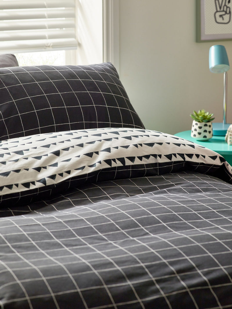 Monochrome printed cotton duvet cover pillowcase set 200x200cm, imported from the UK