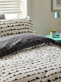 Monochrome printed cotton duvet cover pillowcase set 200x200cm, imported from the UK
