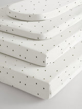 Draps-housses bébé en jersey 100 % coton, blanc/gris moucheté, lot de 2