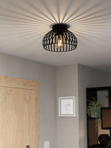Next Eglo Black Mogano 3 Wireframe Flush Ceiling Light- Buy online at McGrocer