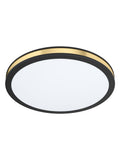 Eglo Pescaito LED flush ceiling light black frame gold detail 28cm, UK version