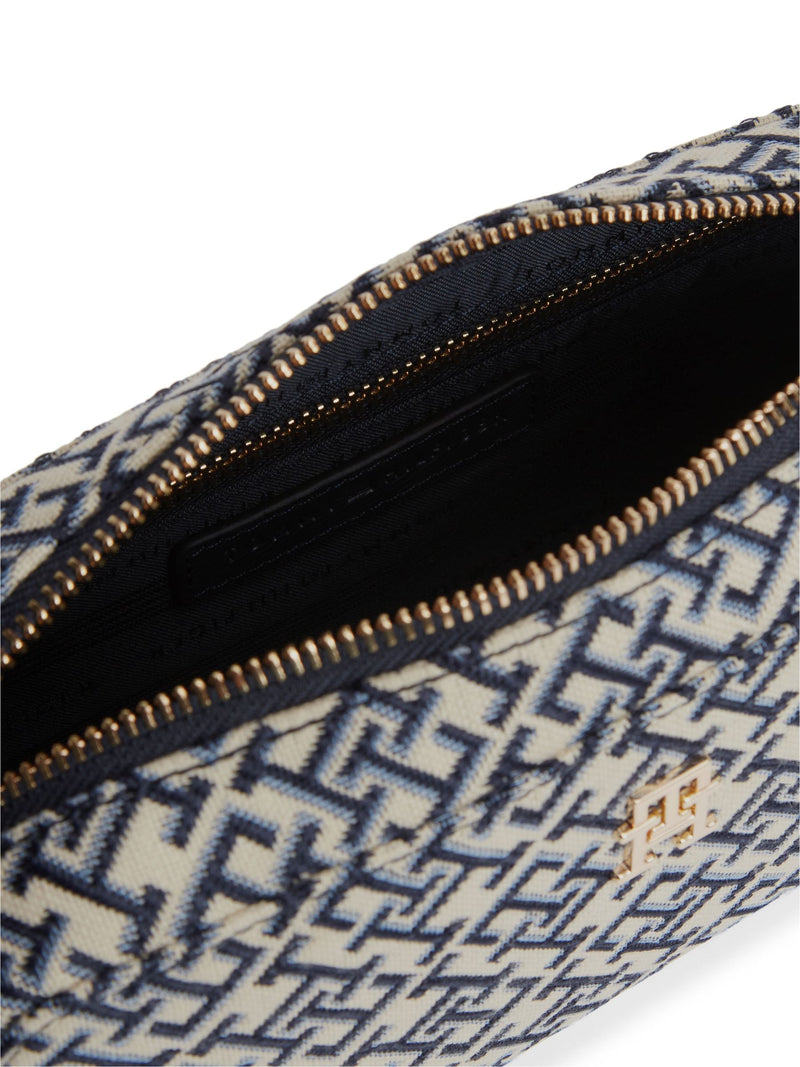 Tommy Hilfiger blue monogram jacquard crossbody camera bag, imported from the UK