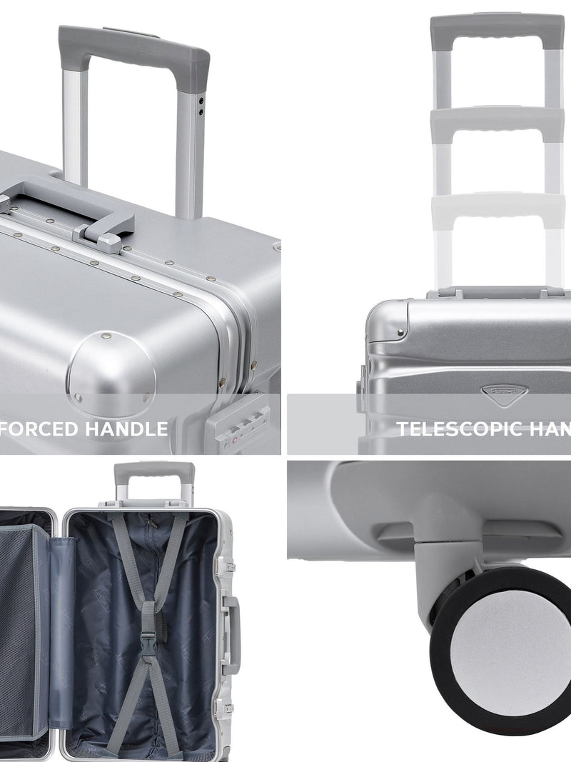 Flight Knight silver large aluminium frame hardcase suitcase (British brand)