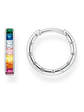 Thomas Sabo silver rainbow sparkle hinged hoops with 925 sterling and multicolor stones (British brand)