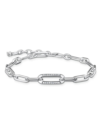 Next Thomas Sabo White Chunky Chain and Zirconia Sterling Silver Bracelet 16-19cm- Buy online at McGrocer