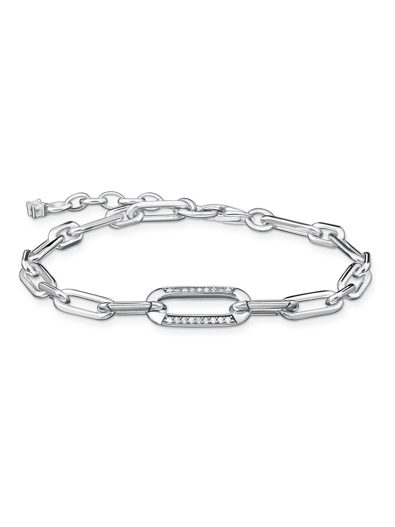 Thomas Sabo white chunky chain and zirconia bracelet 16-19cm (British brand)