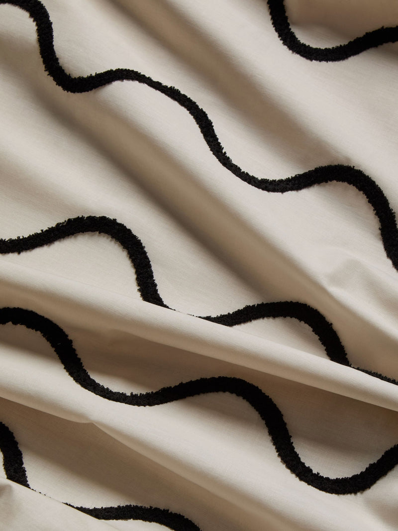 Monochrome tufted wave duvet cover and pillowcase set, imported from the UK