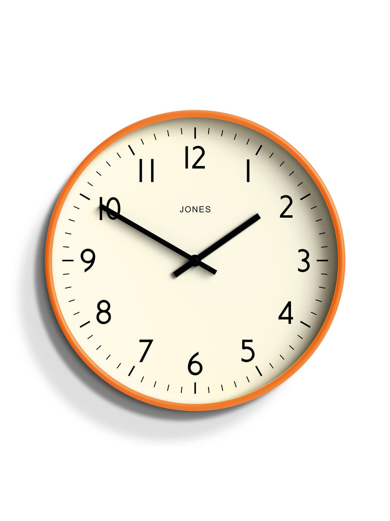 Jones Clocks Fizzy Orange wall clock 30cm, UK version