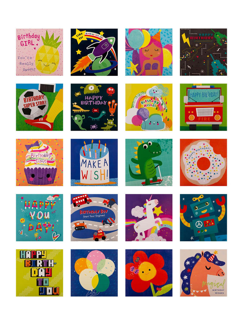 Hallmark Green kids birthday cards 20 pack, UK version
