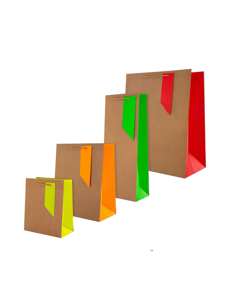 Hallmark natural neon kraft gift bags set of 4, UK version