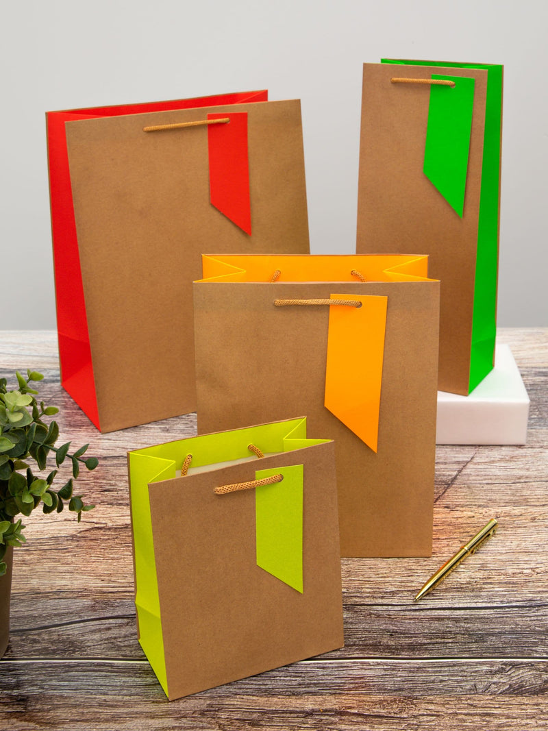 Hallmark natural neon kraft gift bags set of 4, UK version