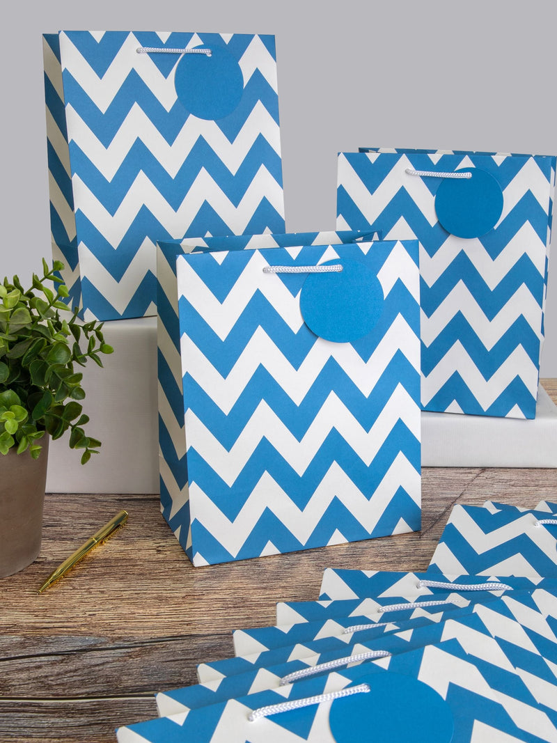Hallmark blue zig-zag design medium gift bags set of 12, UK version
