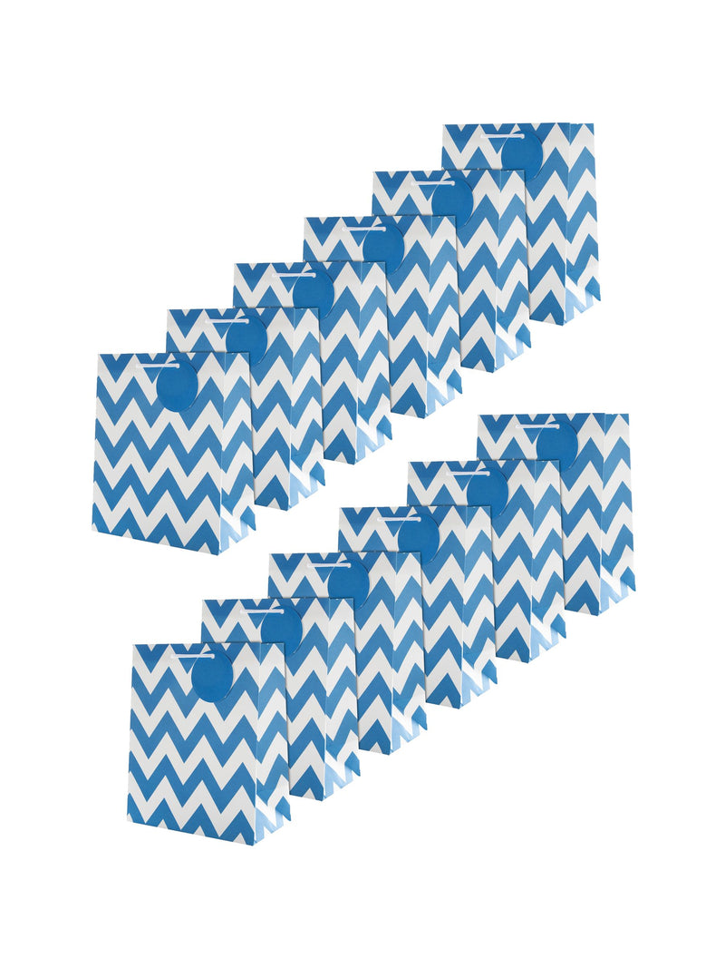 Hallmark blue zig-zag design medium gift bags set of 12, UK version