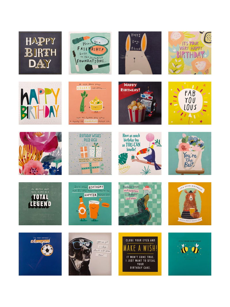Hallmark Blue birthday cards 20 pack, UK version