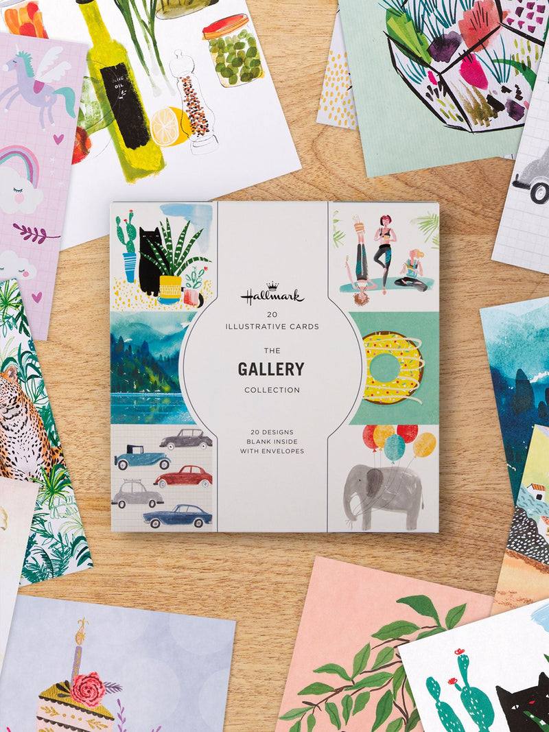 Hallmark blue illustrated blank greeting cards 20 pack, UK version
