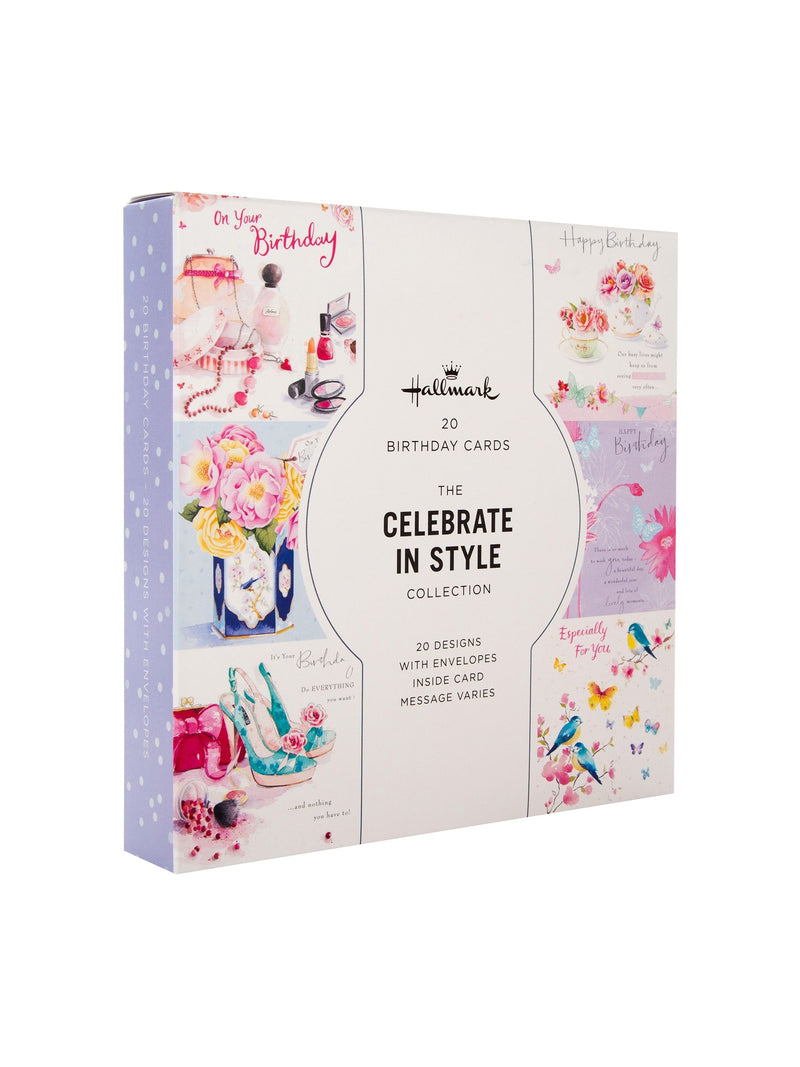 Hallmark pink floral birthday cards 20 pack, UK version