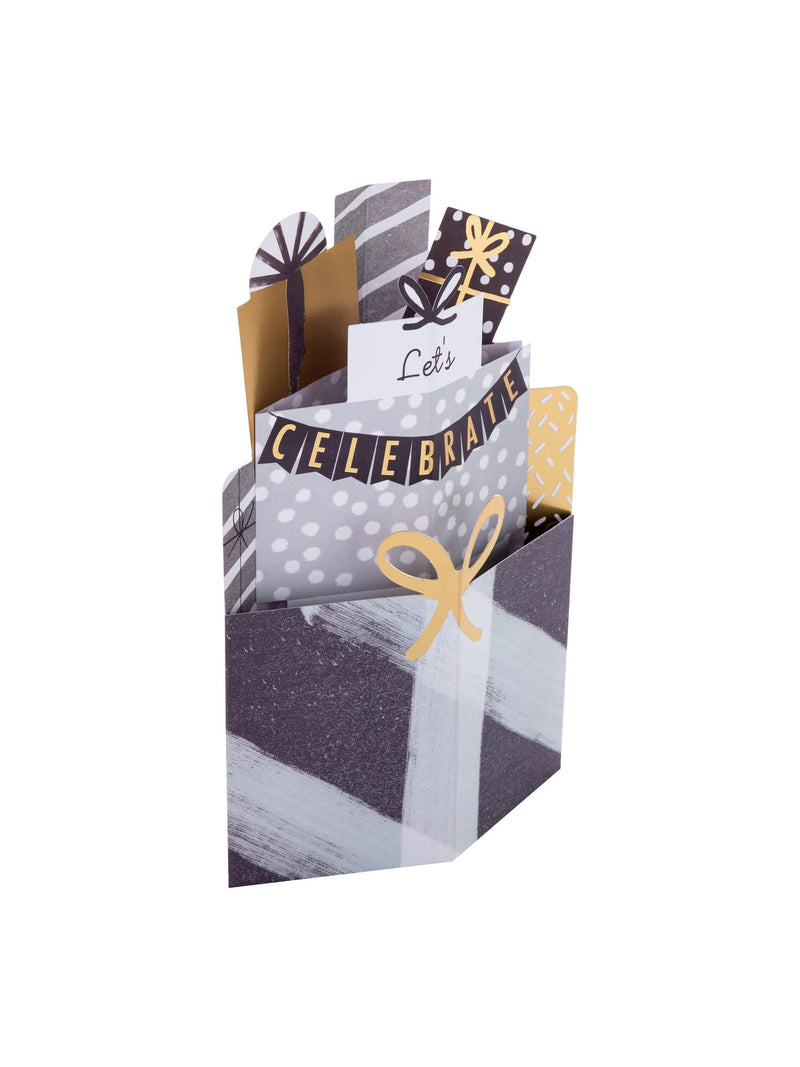 Hallmark Silver Let's Celebrate 3D pop-up card 22.8x15.9cm, UK version