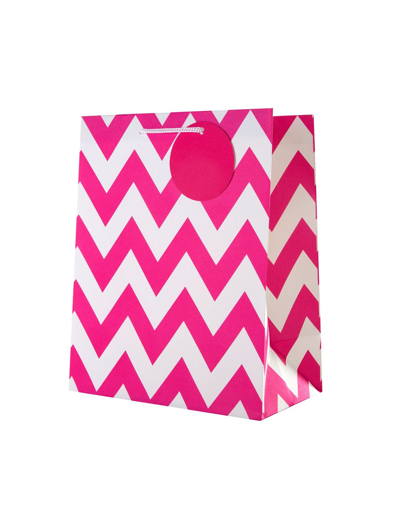 Hallmark pink medium gift bags with zig-zag design, UK version