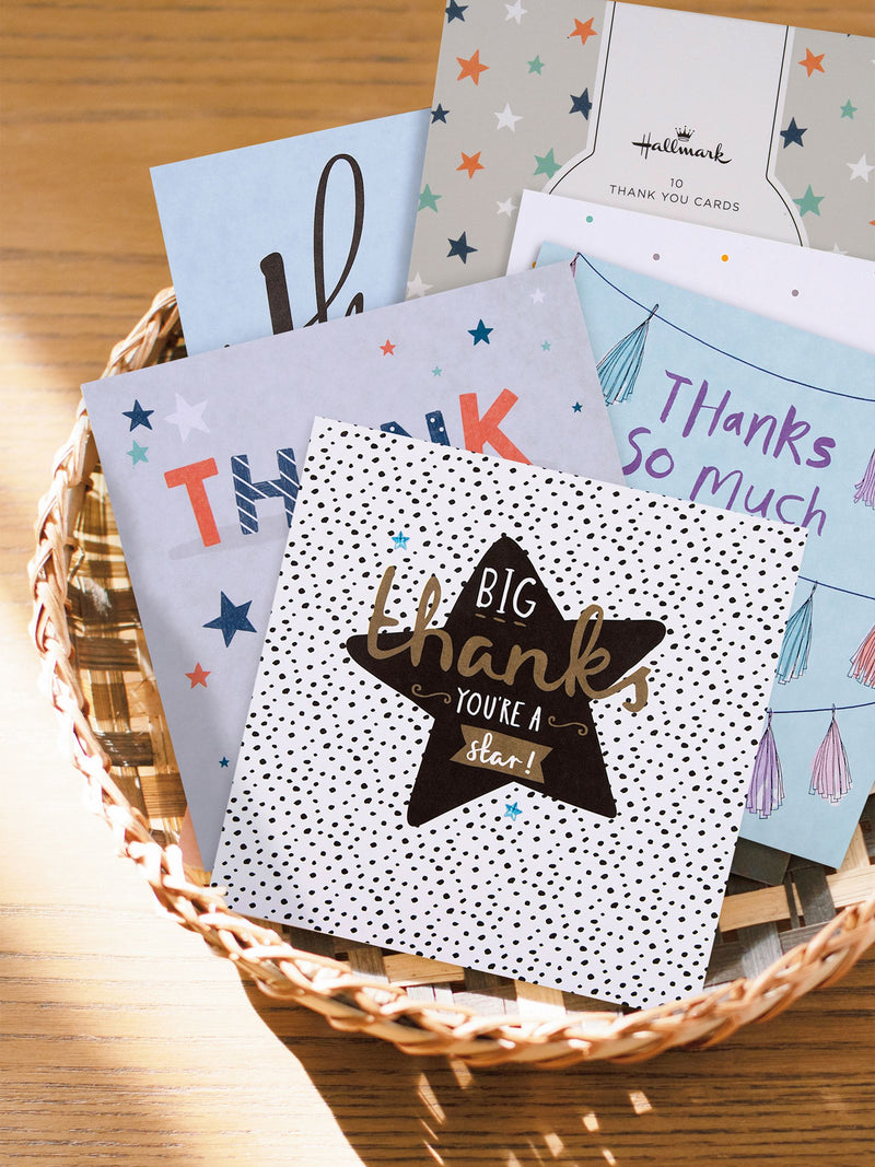 Hallmark grey thank you cards 10 pack 5 designs, UK version