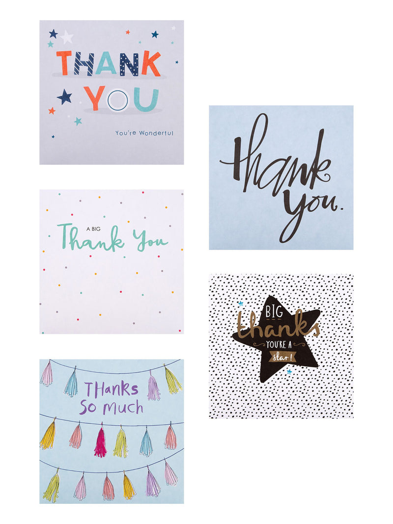 Hallmark grey thank you cards 10 pack 5 designs, UK version