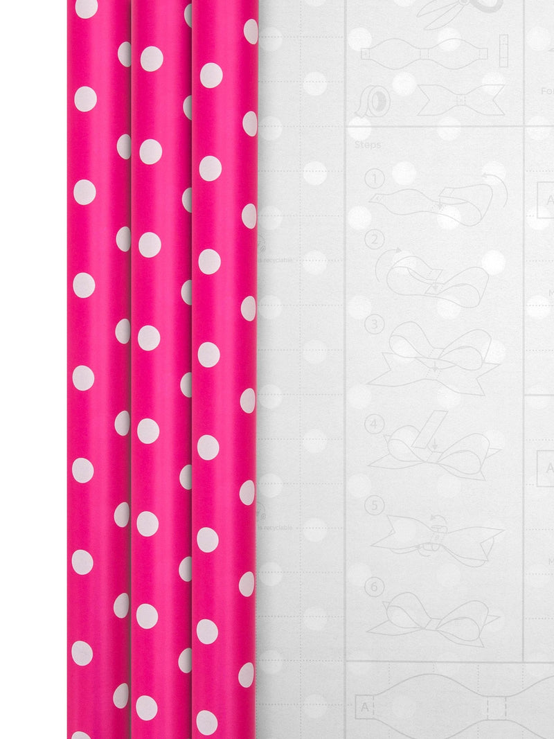Hallmark pink polka dot wrapping paper pack of 3 rolls, UK version