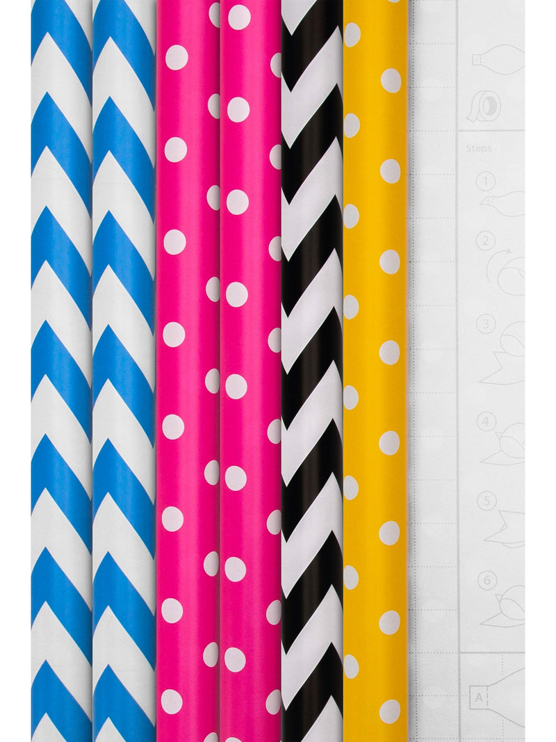 Hallmark multicoloured spots and stripes wrapping paper 6 rolls x 2m, UK version