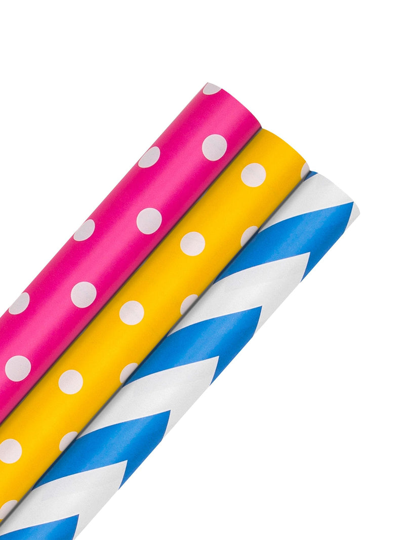 Hallmark spots and stripes wrapping paper 3 rolls x 2m, UK version