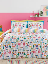 Fusion Pink Tropical Flamingo Reversible Duvet Cover Set