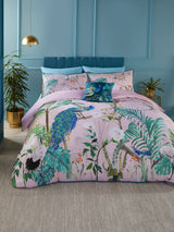 Soiree Pink Peacock Jungle 100% Cotton Duvet Cover Set