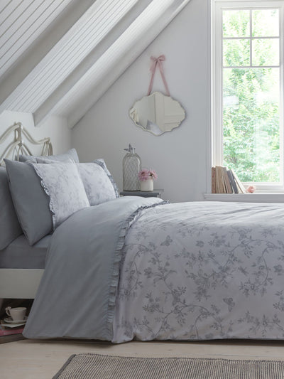 Next Dreams & Drapes Grey Kristen Frill Detail Duvet Cover Set- Buy online at McGrocer