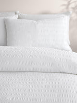 Next Serene White Honley Seersucker Textured Duvet Cover Set- Buy online at McGrocer